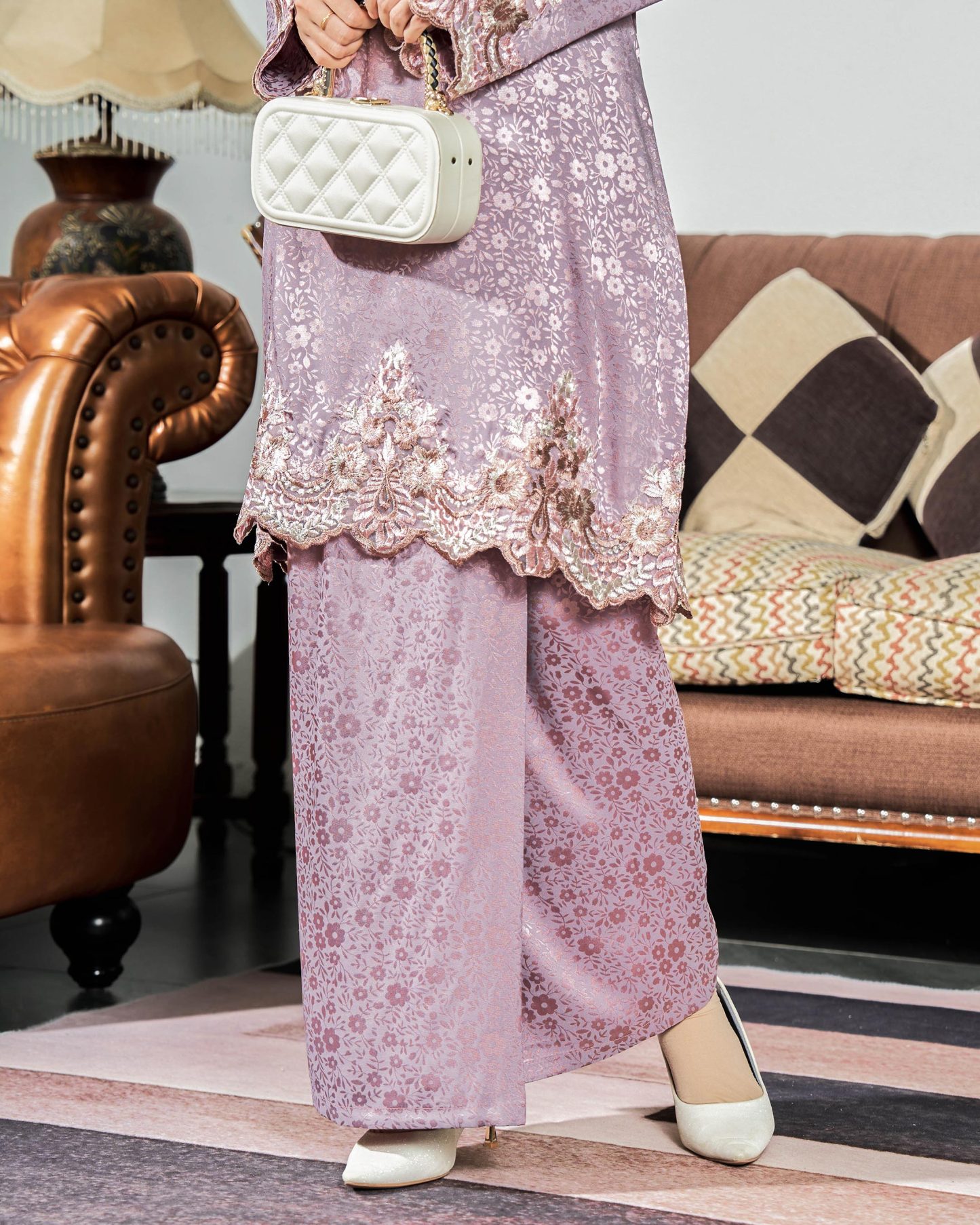 Baju Kurung Royal Jacquard Andara - Mauve Purple