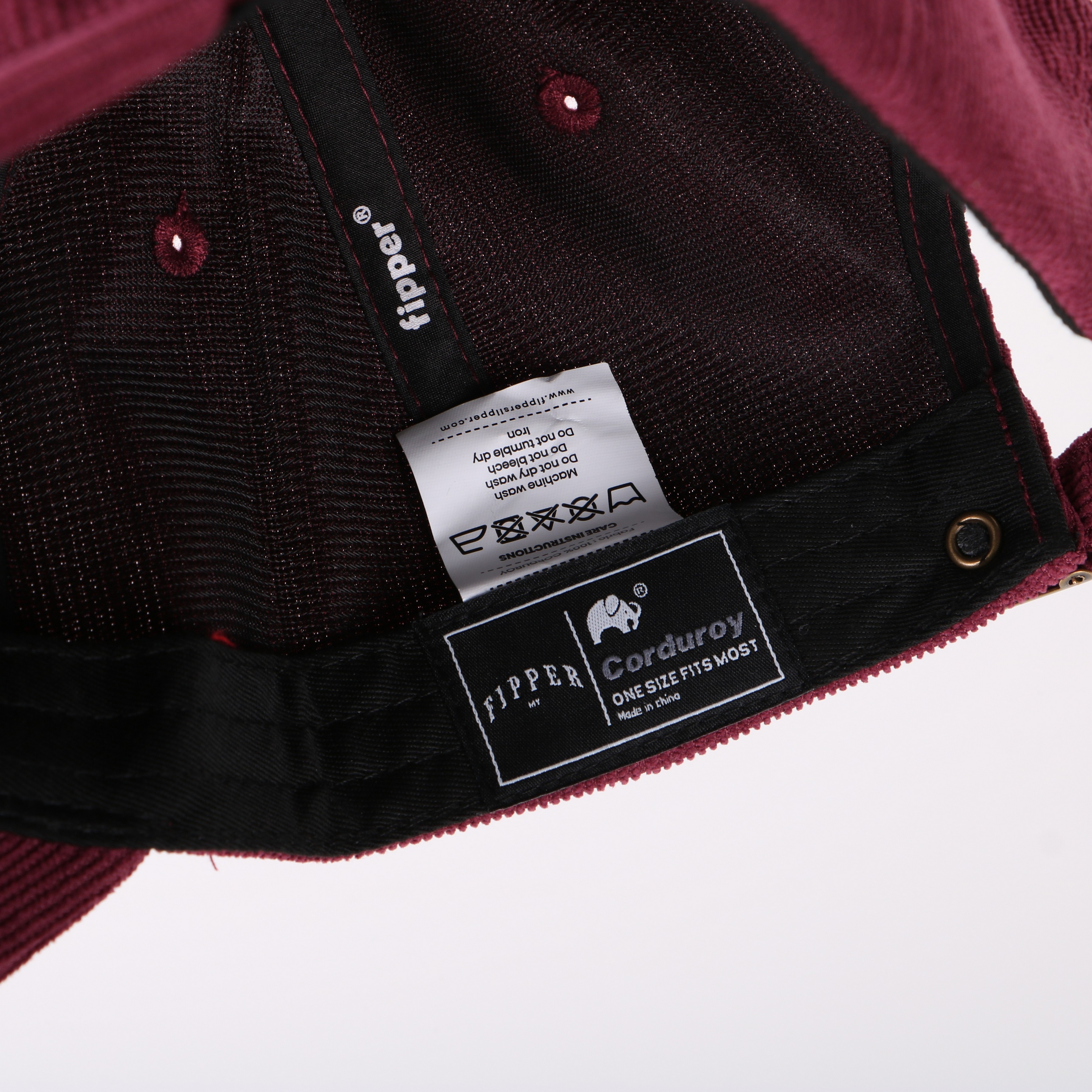 Fipper Headgear Corduroy Adjustable Cap Fipper in Maroon