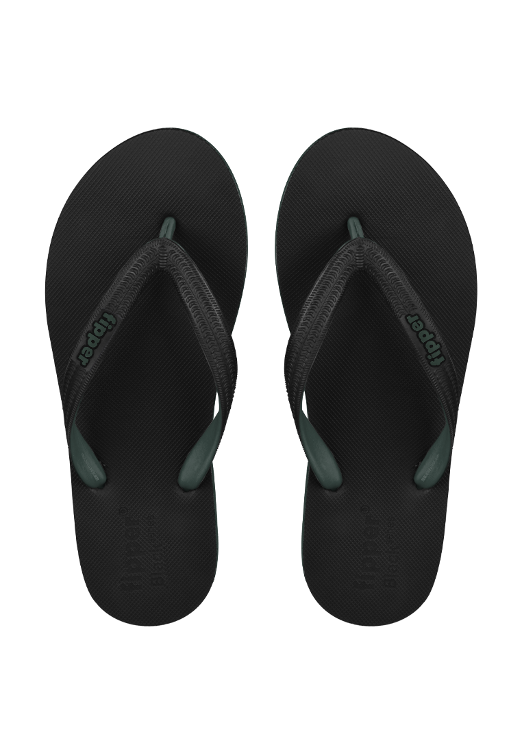 Fipper Black Series M Rubber Slipper for Men in Black / Green (Zuccini)