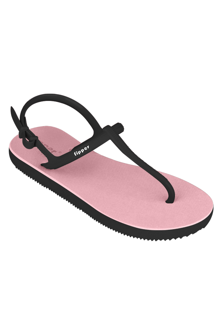 Fipper Strappy Rubber Sandal for Women in Pink Rose Black