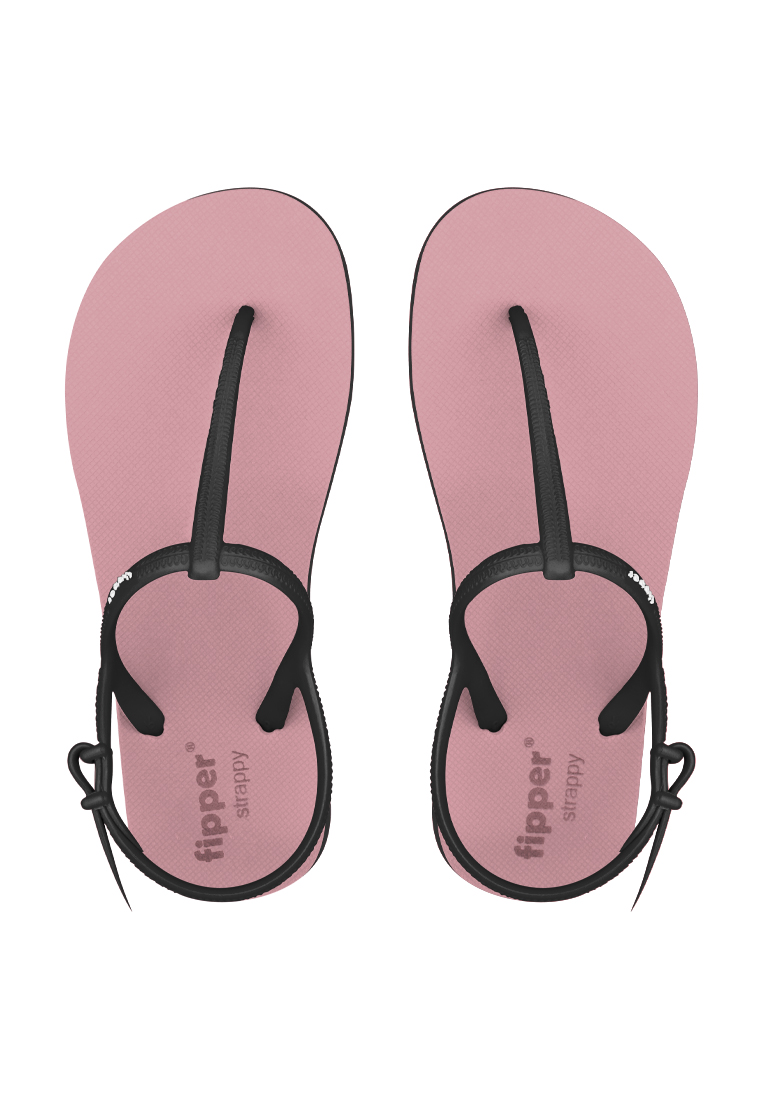 Fipper Strappy Rubber Sandal for Women in Pink Rose Black