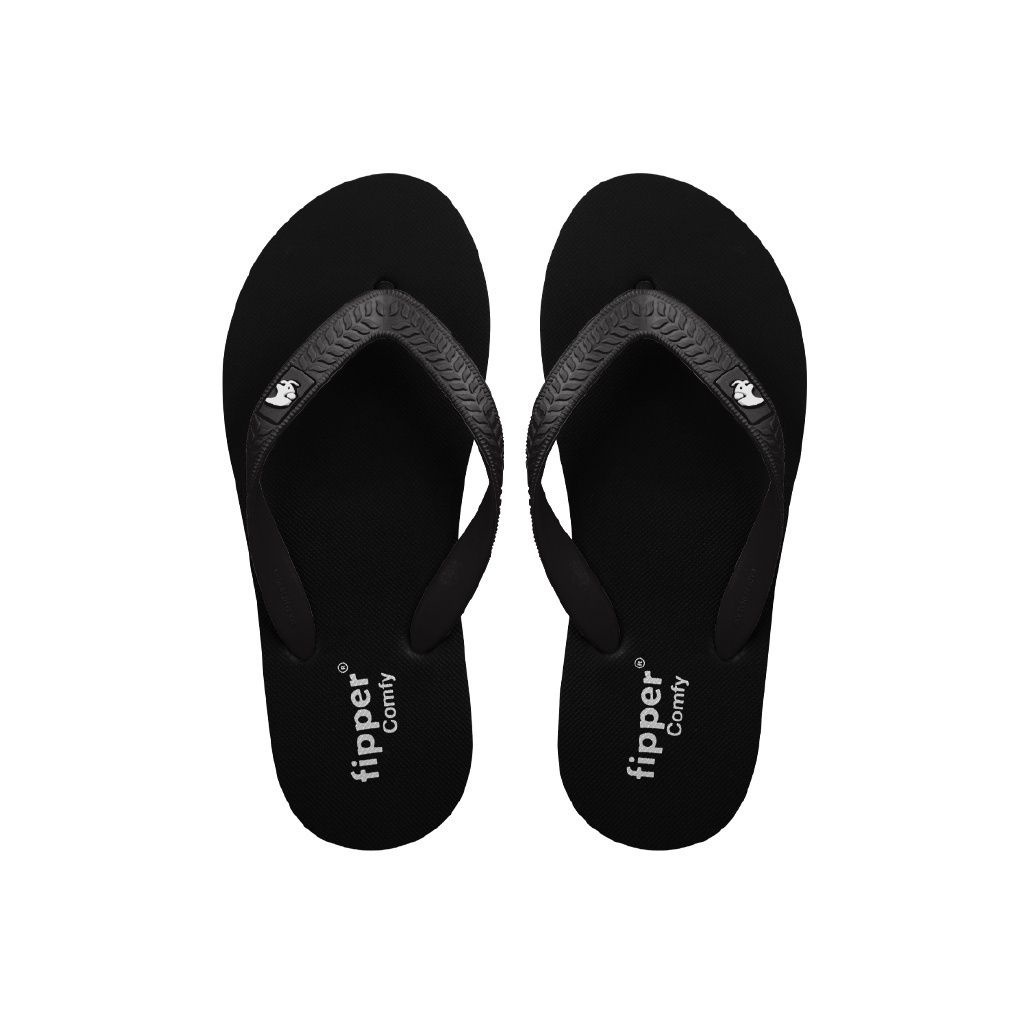 Fipper Slipper Comfy Rubber for Men in Black