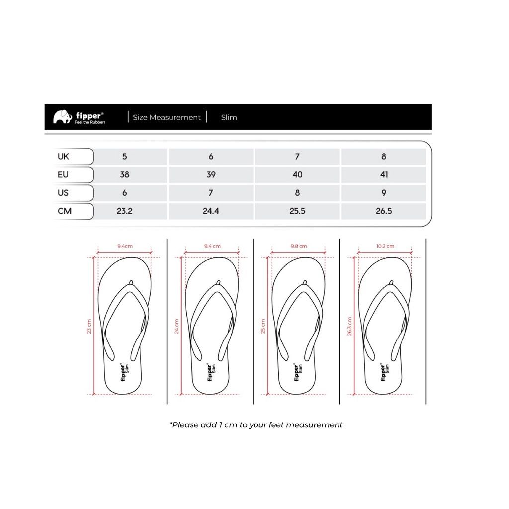 Size chart outlet fipper