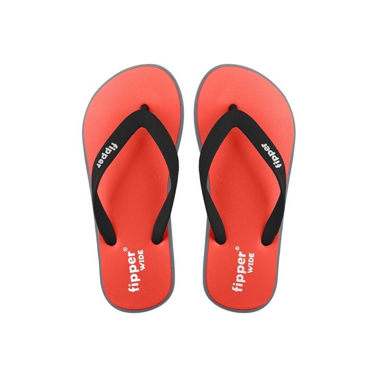 Fipper Wide Rubber for Unisex Red Cinnabar Grey Dark Black