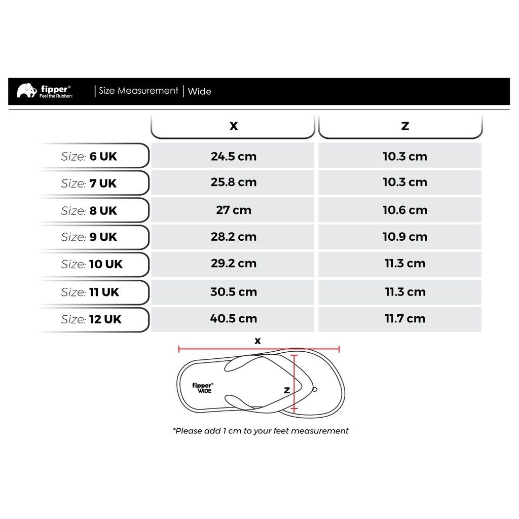 Size chart 2025 fipper strappy