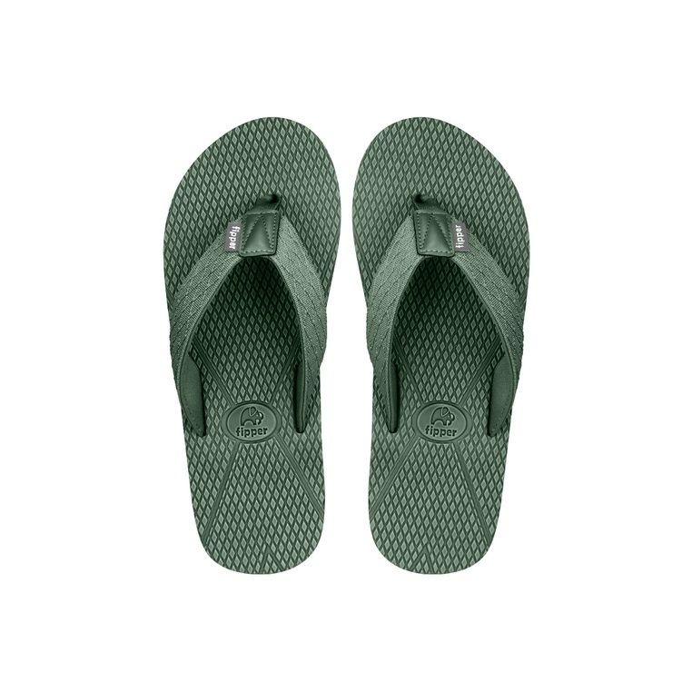 Fipper Slipper Refitt Non-Rubber for Men in Green (Spanish) / Grey (Light)