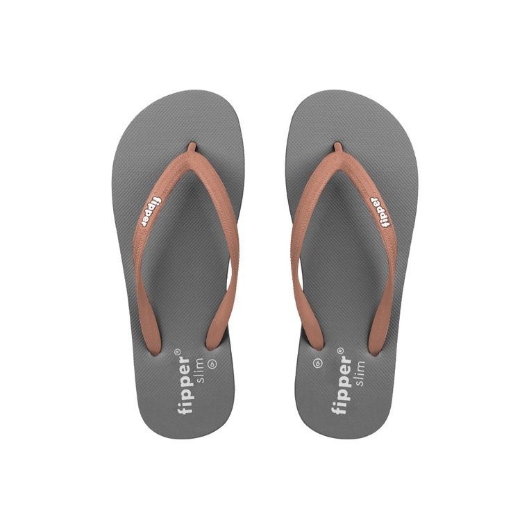 Fipper Slim Rubber for Women in Grey/Orange Wax