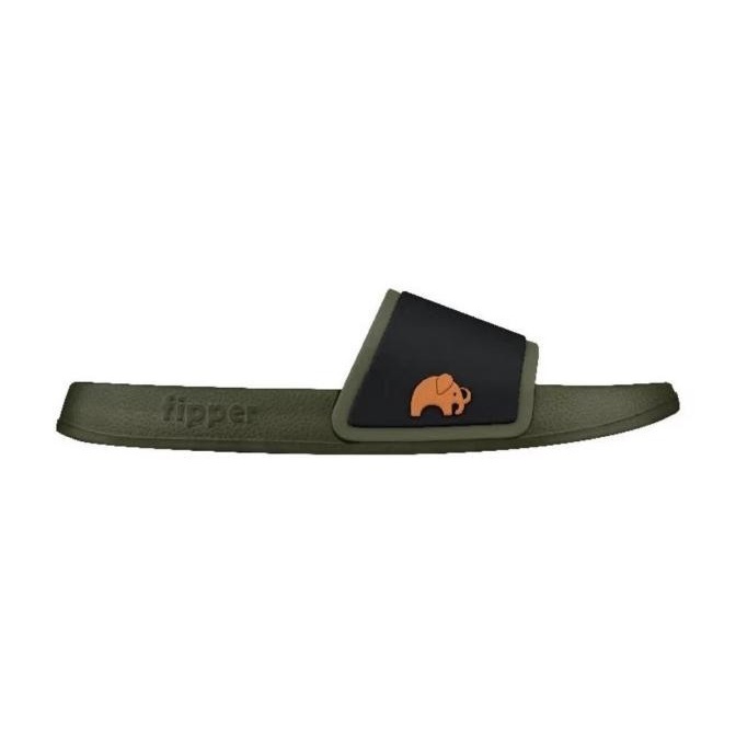 Fipper Slip On Non-Rubber for Unisex in Green (Army) / Black / Mustard