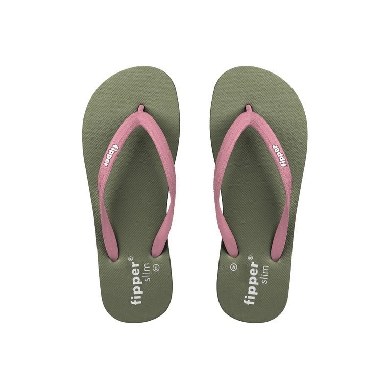 Fipper Slim Rubber for Women in Green Sage/Pink Peony