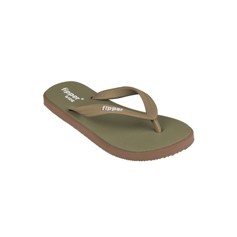 Fipper Wide Rubber for Unisex in Green (Kokoda) / Brown (Beaver) / Brown (Ecru)