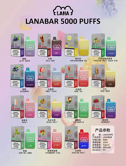 【LANA】大容量一次性電子煙 | 拋棄式5000口電子煙 | 台灣現貨原裝正品-蒸汽領域 - 魯米國際有限公司