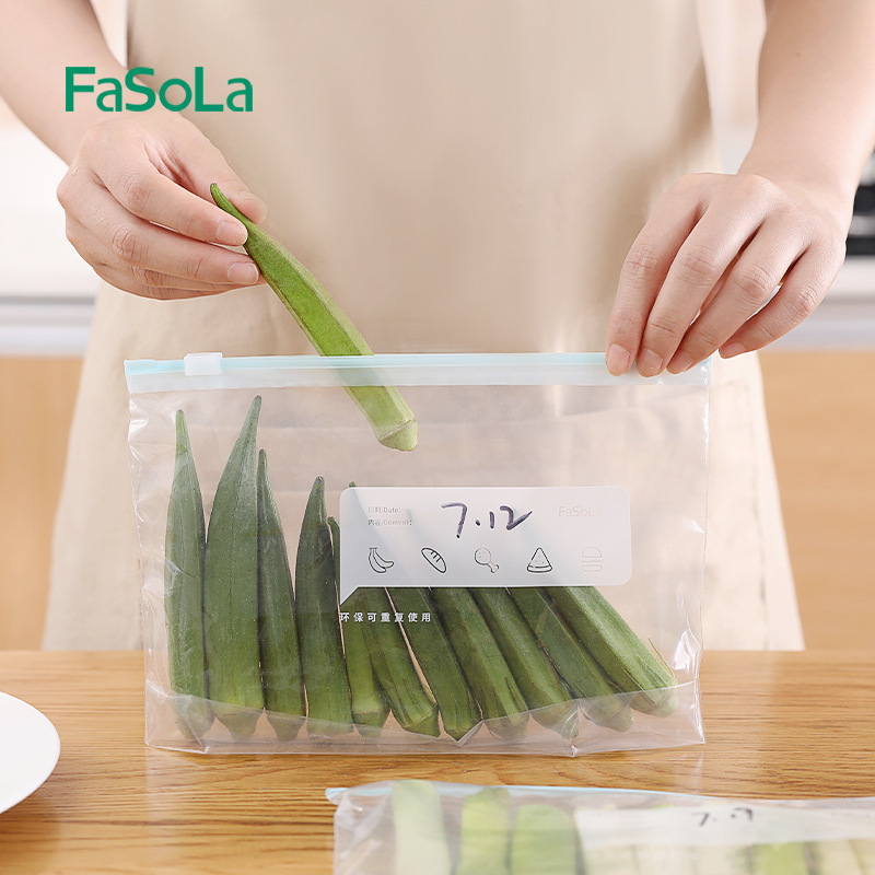 FaSoLa多功能食物保鲜袋 拉链式滑锁袋密封保鲜袋家用物品分装标记收纳袋