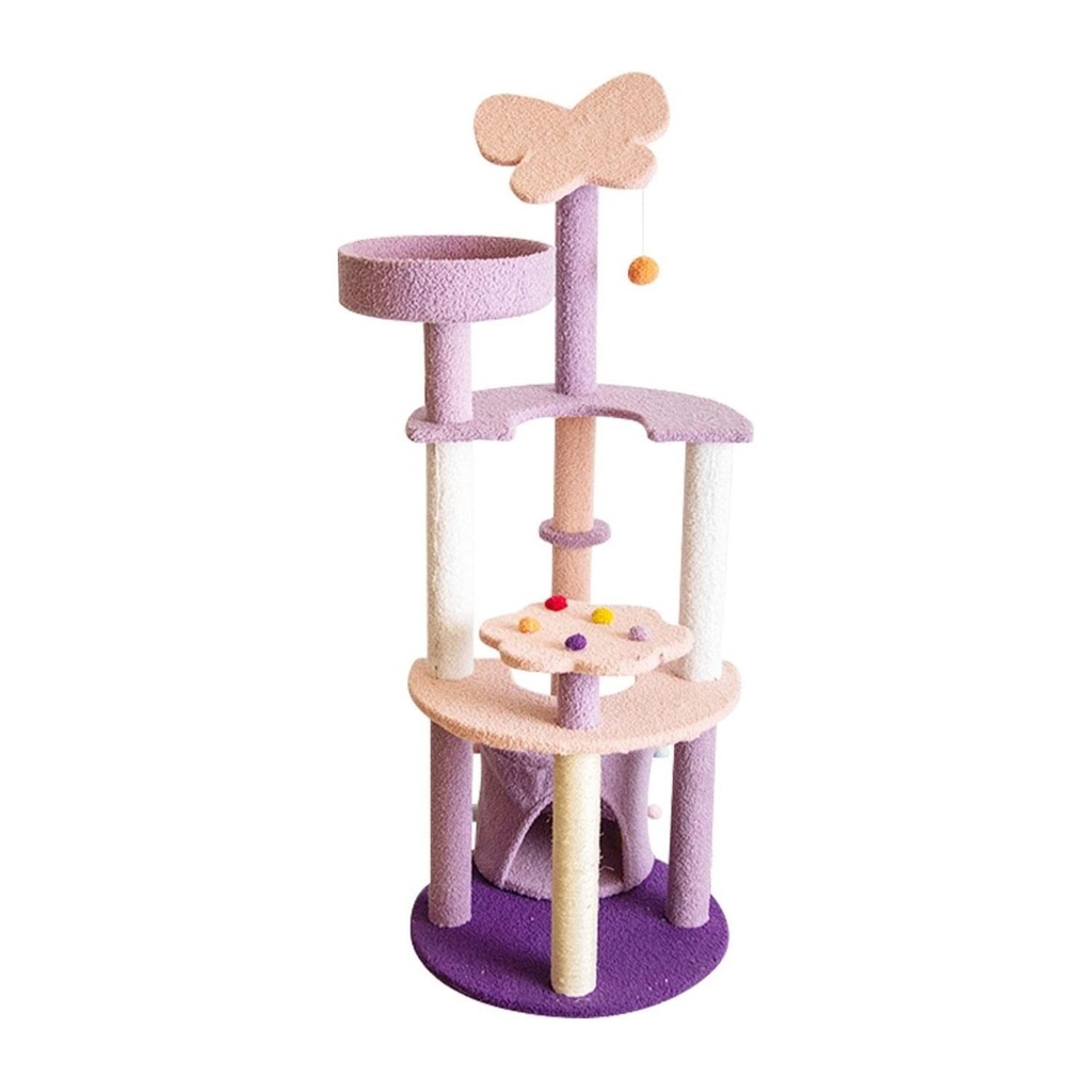 Floofi 猫爬架 粉紫色蝴蝶款 128cm 小型玩具剑麻猫窝猫树猫抓板一体