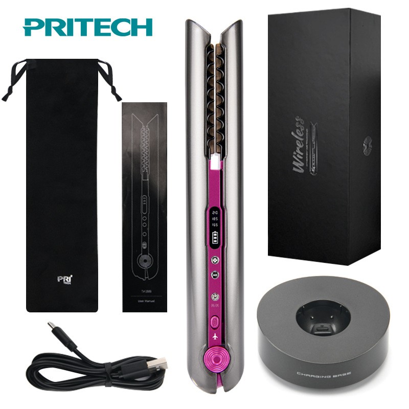 Pritech 无线便携直发器 USB（带底座 戴森银色）-Digicat 猫电澳洲