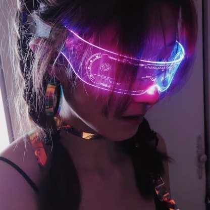LED灯双边发光眼镜潮未来科技感抖音同款酒吧蹦迪爆闪眼镜-Digicat 猫电澳洲