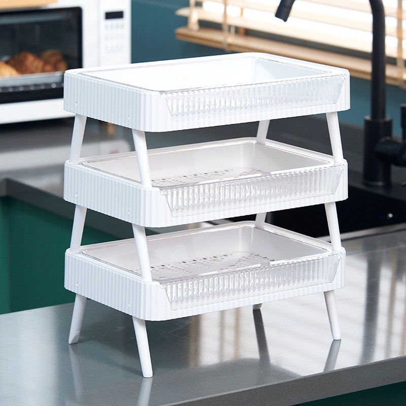 厨房新品白色塑料配菜架家用可折叠蔬菜洗菜沥水备菜置物架-Digicat 猫电澳洲