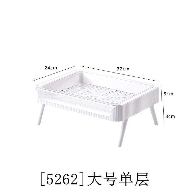 Digicat猫电澳洲-厨房新品白色塑料配菜架家用可折叠蔬菜洗菜沥水备菜置物架