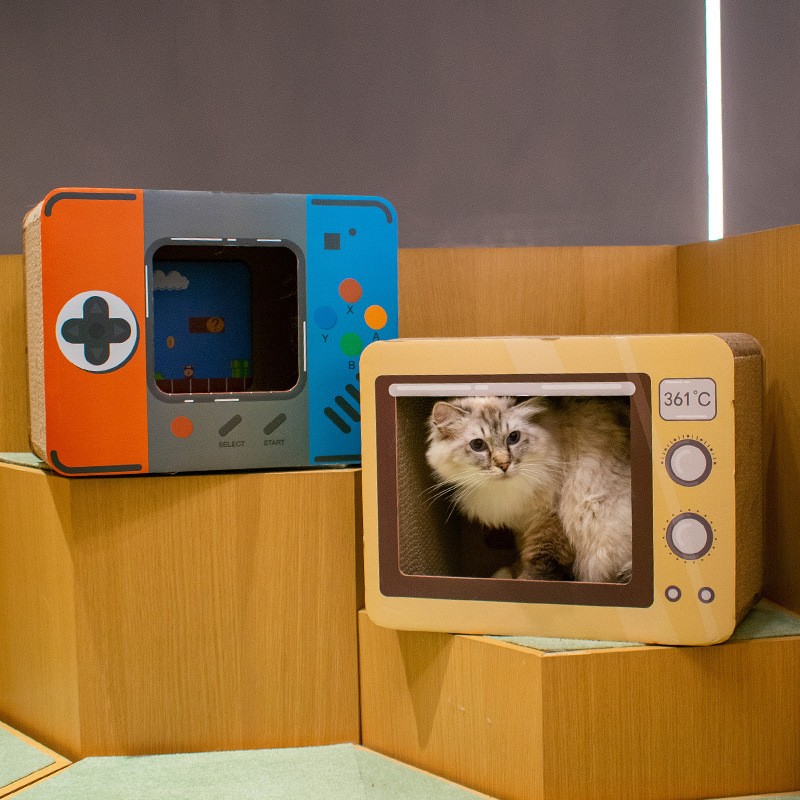 乐优派收音机猫抓板趣味猫抓板立式瓦楞纸猫屋收音机玩具猫用品-Digicat 猫电澳洲