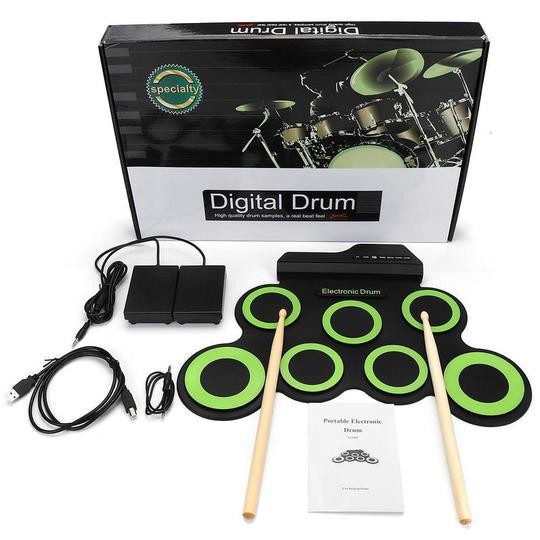 手卷USB电子鼓便携式架子鼓练习鼓折叠硅胶电鼓爵士鼓-Digicat 猫电澳洲