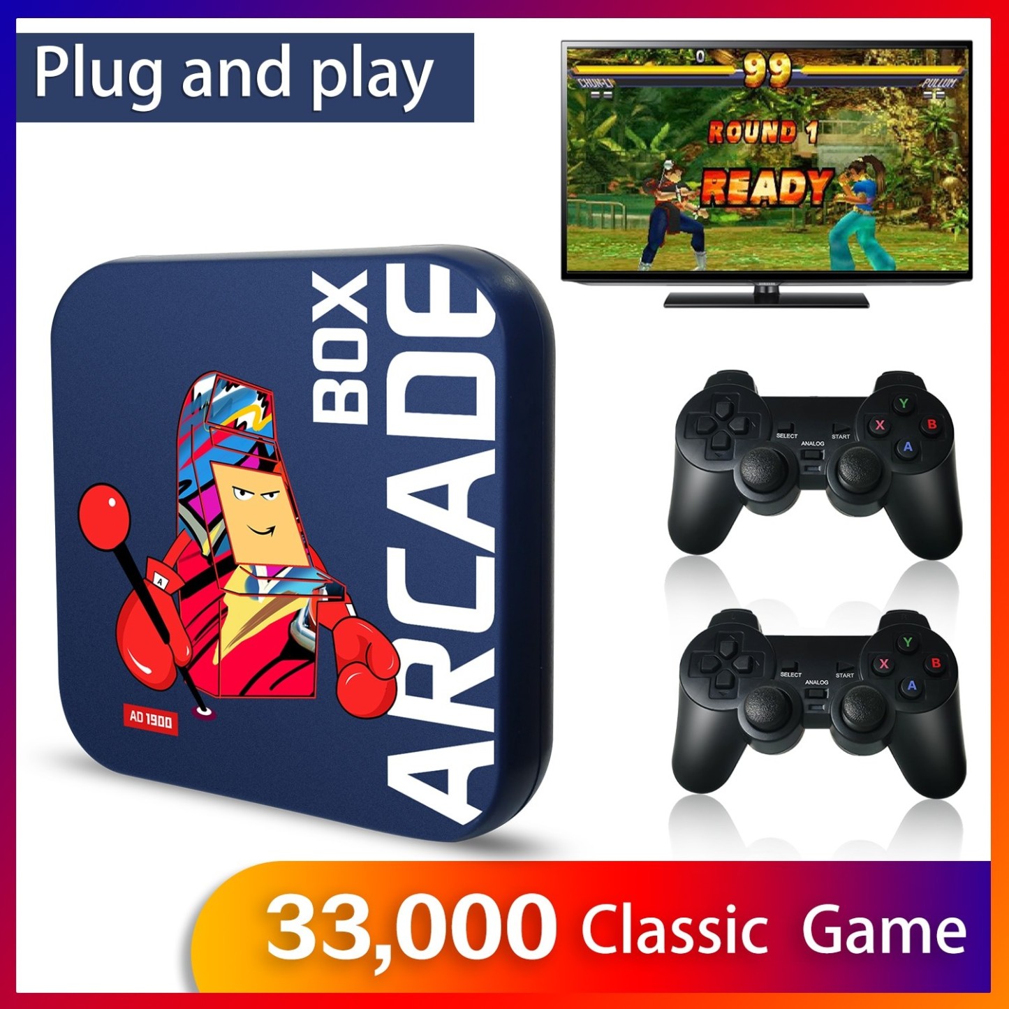 ARCADE BOX游戏盒子 无线手柄支持26种语言的切换EE游戏系统64GB-Digicat 猫电澳洲