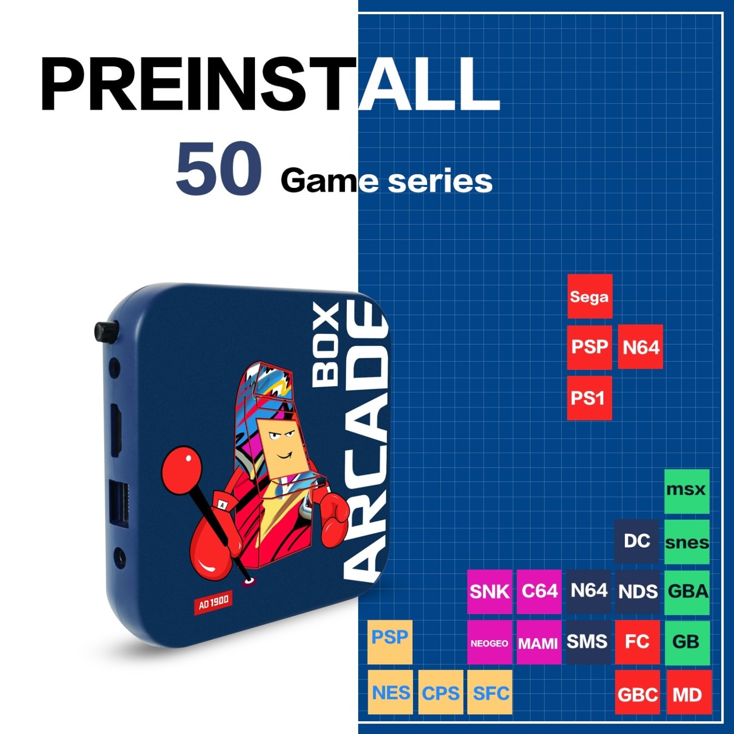 ARCADE BOX游戏盒子 无线手柄支持26种语言的切换EE游戏系统64GB-Digicat 猫电澳洲