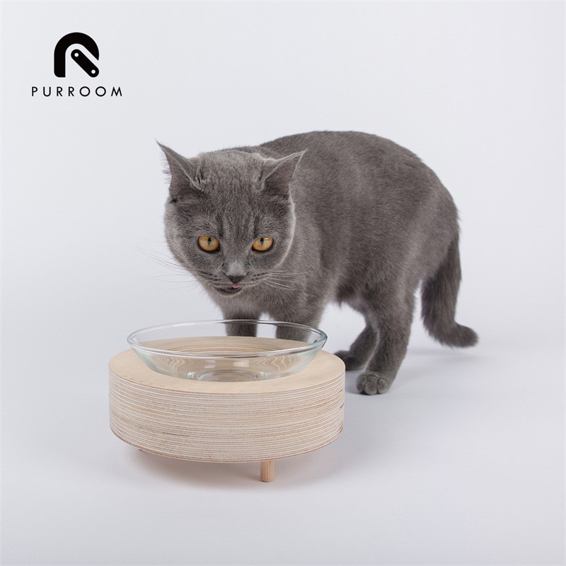 PURROOM玻璃猫碗 保护颈椎狗碗猫盆幼猫防打翻宠物玻璃碗猫粮碗猫食盆-Digicat 猫电澳洲