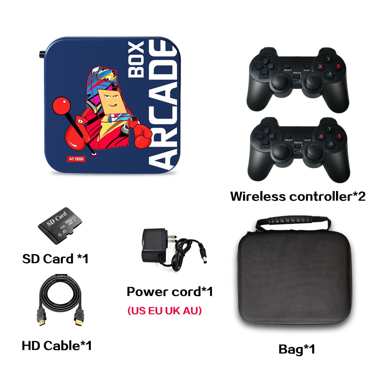 ARCADE BOX游戏盒子 无线手柄支持26种语言的切换EE游戏系统64GB-Digicat 猫电澳洲