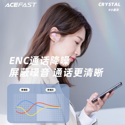 Acefast TWS降噪蓝牙耳机 ENC降噪真无线运动无延迟游戏耳机T6小晶彩-Digicat 猫电澳洲