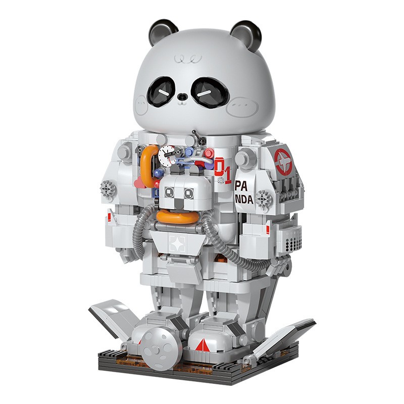 趣拼积木熊猫宇航员拍拍灯 潮玩摆件小夜灯礼物创意拼装益智玩具周边-Digicat 猫电澳洲