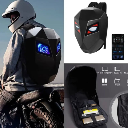 LED骑行背包 钢铁侠酷炫摩托车背包机车硬壳双肩包科技感书包-Digicat 猫电澳洲