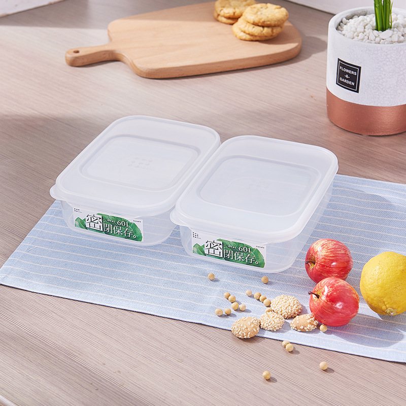 日本Inomata进口冰箱保鲜盒 塑料透明食品收纳盒便当盒饭盒密封盒