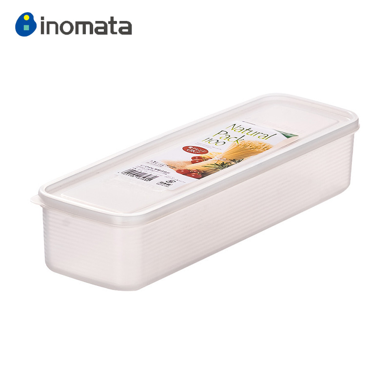 日本Inomata面条盒子 进口家用厨房挂面收纳盒冰箱保鲜盒塑料长方形密封盒1.1L