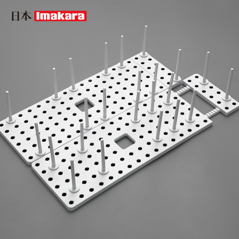日本Imakara碗筷碗盘沥水收纳架 台面家用商用免打孔可伸缩小号