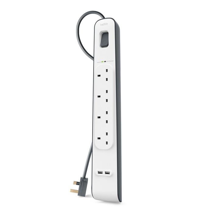 BELKIN 4 Outlets 2M Surge Protection Strip with 2 USB Ports