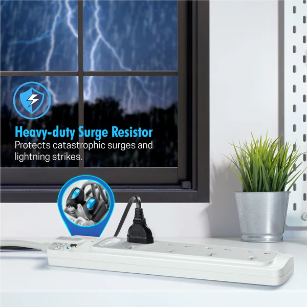 Daiyo DE 365 Master Switch Surge Protector 5 Way Extension Socket Strip 2 Meter long