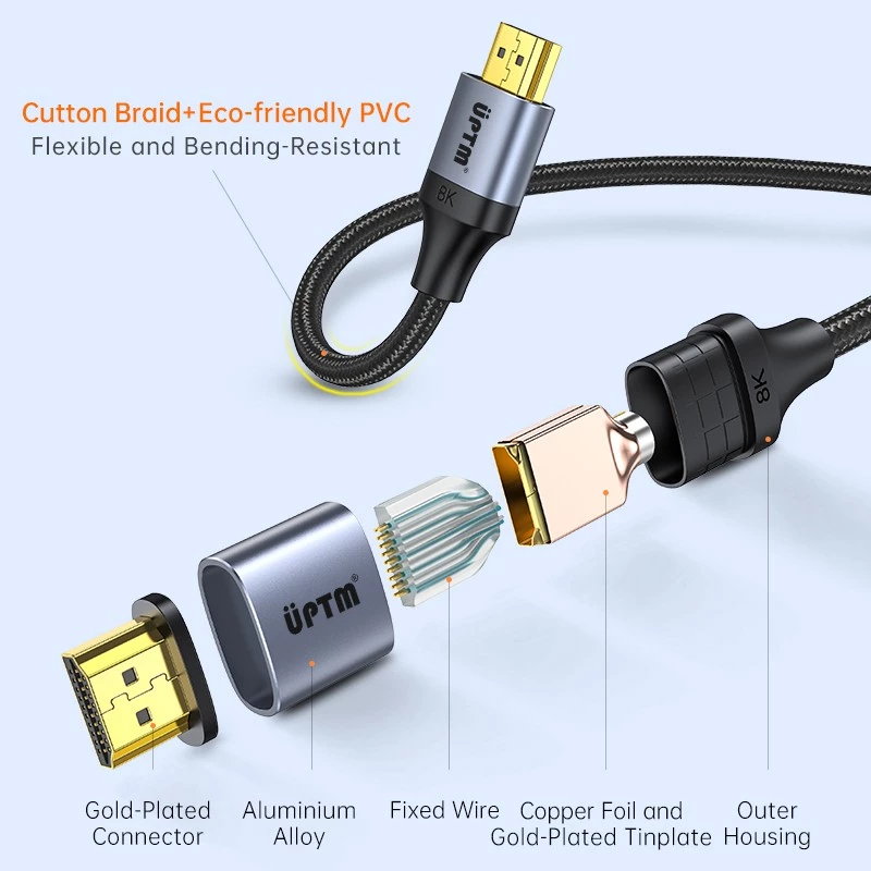 UPTM HDMI 2.1 Cable (1m / 2m / 3m / 5m) 8K/60Hz High Speed 48Gbps HDMI Cable
