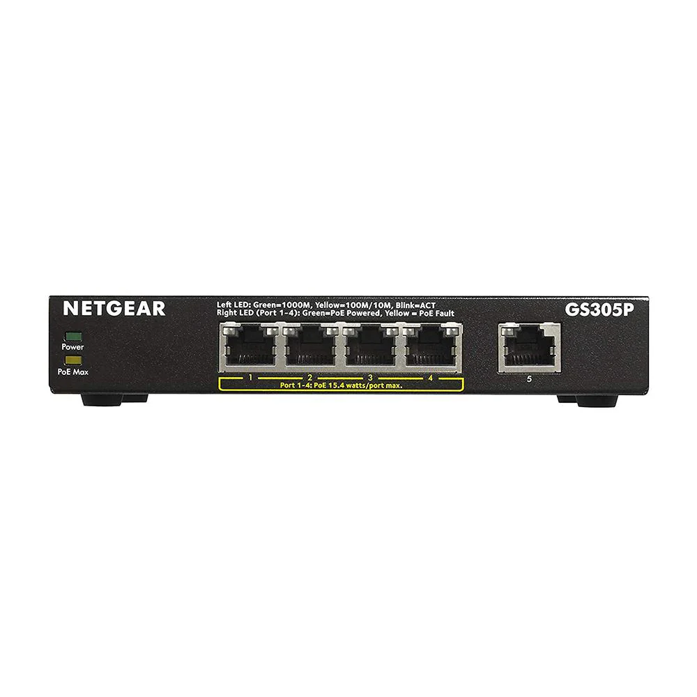 NETGEAR GS305P 5-Port Gigabit Ethernet Unmanaged PoE Desktop Switch