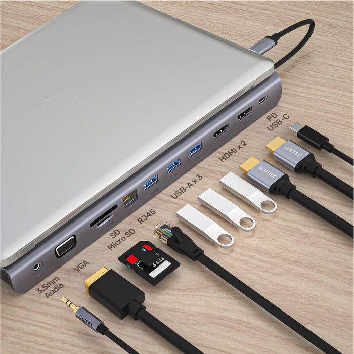 UNITEK uHUB 11+ 11-in-1 USB-C Ethernet Hub with MST Triple Monitor 