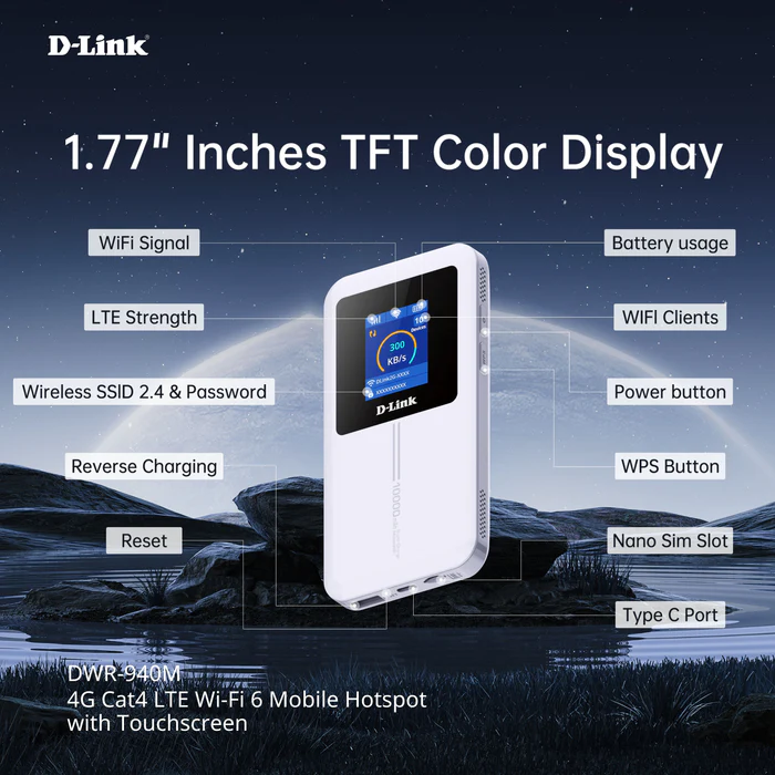 D-LINK 4G LTE Cat4 Wi-Fi 6 Mobile Wi-Fi Hotspot