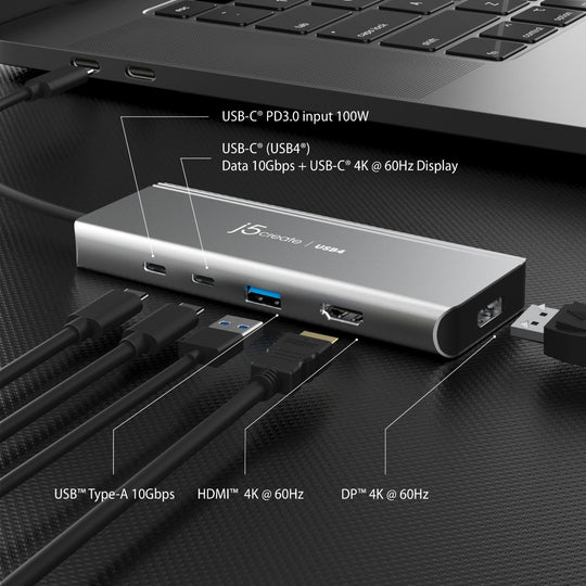 J5 CREATE USB4® Dual 4K Multi-Port Hub