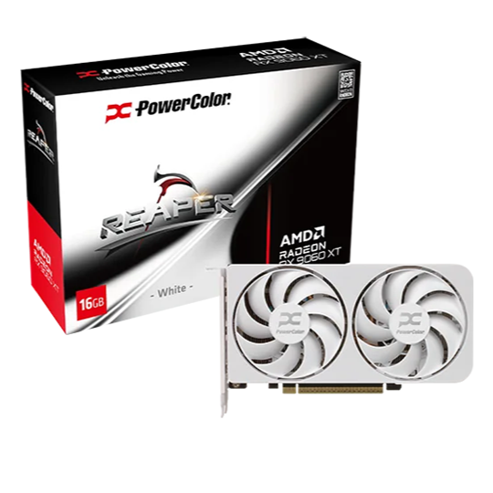 POWER COLOR Reaper AMD Radeon RX 9060 XT 16GB GDDR6 Graphics Card - White