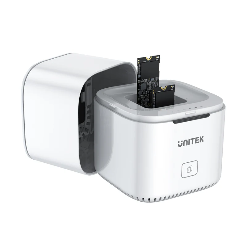 Unitek SyncStation Marshmallow M.2 USB-C to PCIe/NVMe M.2 SSD Dual Bay Docking Station with Offline Clone