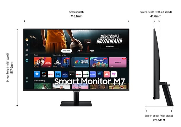 SAMSUNG 32" Smart Monitor M7 M70D UHD Monitor