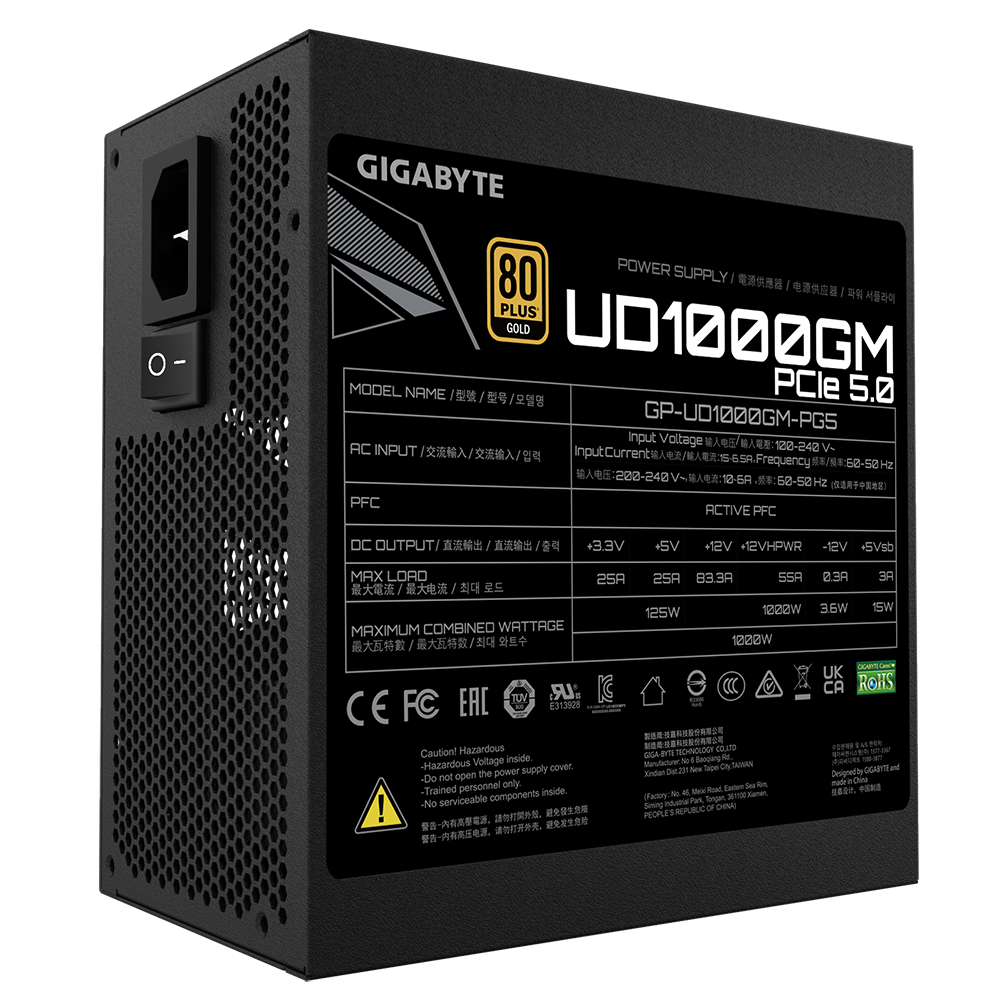 GIGABYTE UD GOLD 1000W, MODULAR, ATX3.0