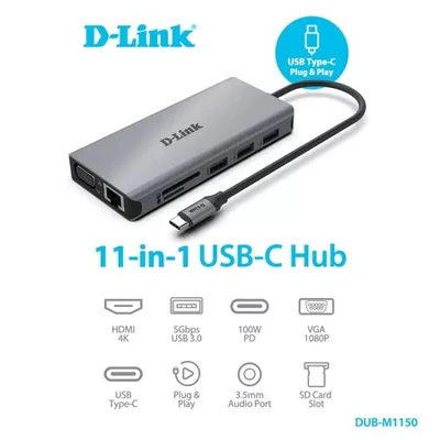 D-LINK DUB-M1150 11-in-1 USB-C Hub with 100W Power Delivery