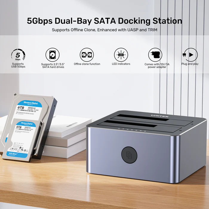 UNITEK 5Gbps Dual-Bay SATA Docking Station