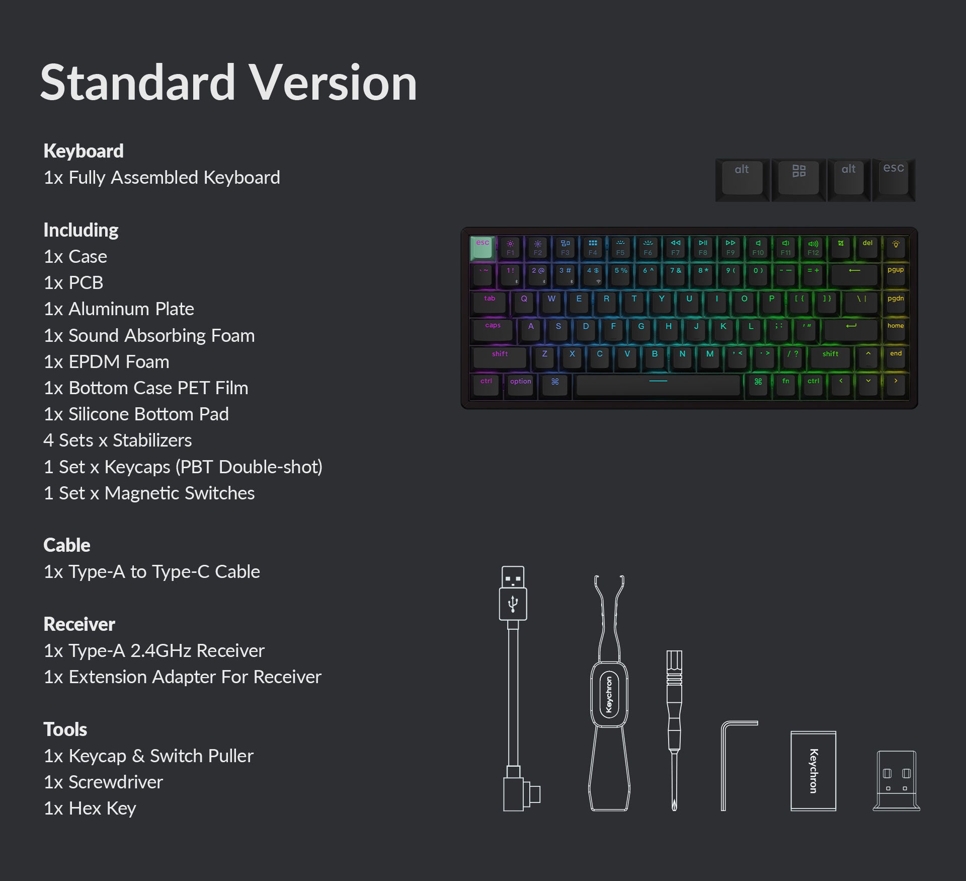 Package list of Keychron K2 HE 75% Layout Wireless Magnetic Switch Custom Keyboard Standard Version Package-list-of-Standard-Version.jpg__PID:7ef3388d-8dc6-4bec-8dc3-61b3eebfef49