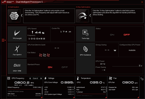ROG AI overclocking interface
