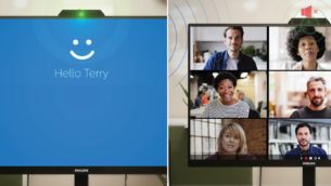 Collaboration-ready webcam with noise-cancelling mic.
