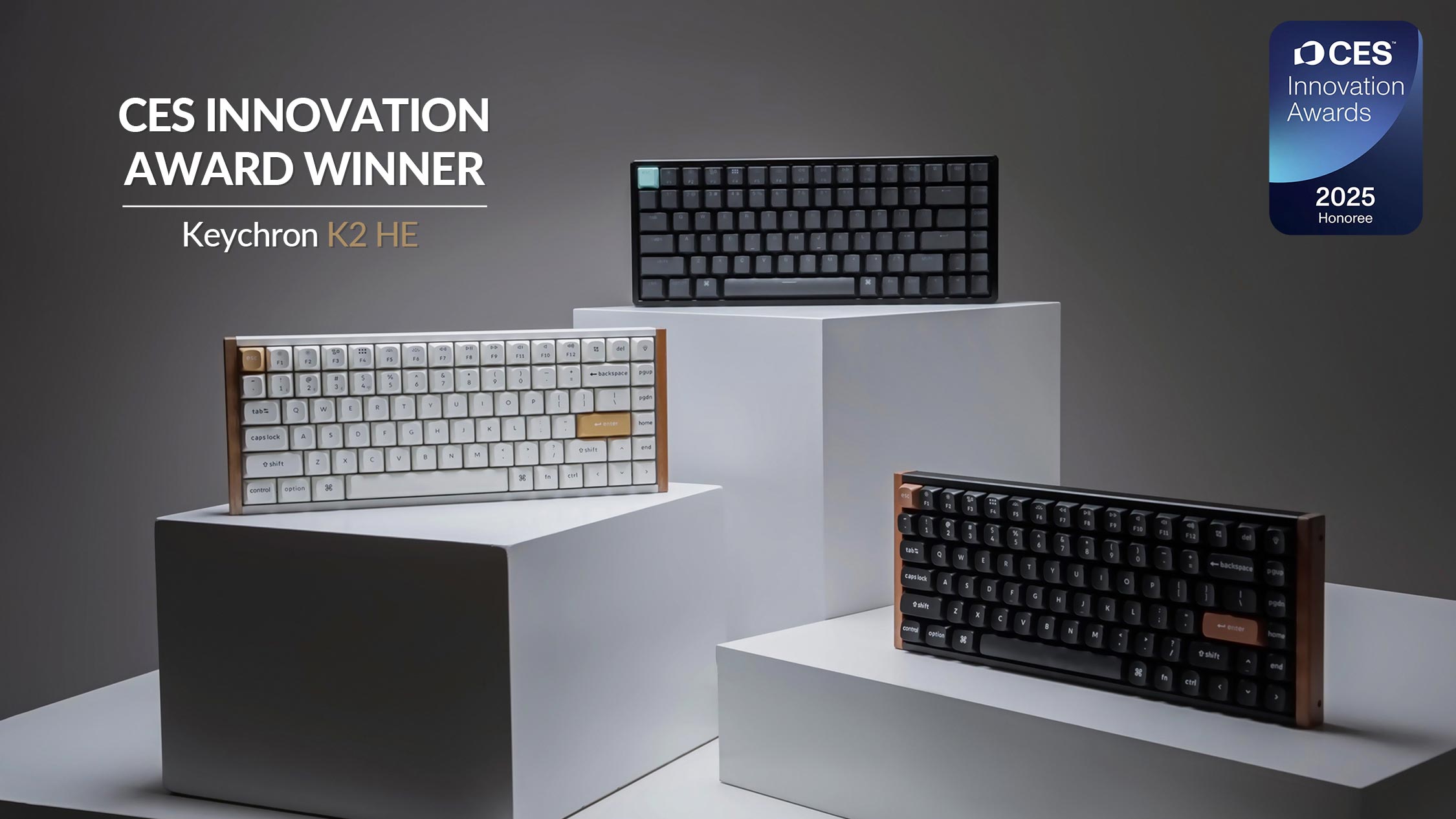 Keychron K2 HE 75% Layout Wireless Magnetic Switch Custom Keyboard K2-HE-CES-Award.jpg__PID:731cc71e-8c1b-4fbd-8d73-62085b615df5